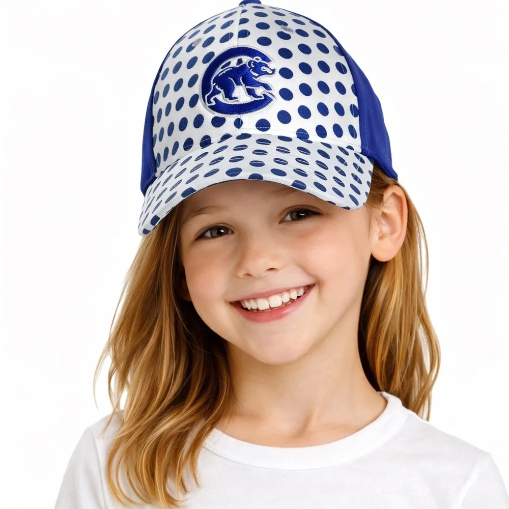 Chicago Cubs Polka Dot Kids Cap - Blue and White